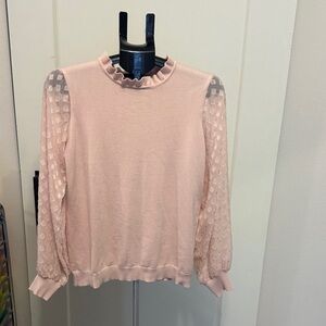 Adrianna Papell Blush Sheer Sleeve Blouse
